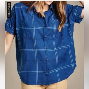 Toad & Co Indigo Wells Short Sleeve‎ Shirt Blue Small